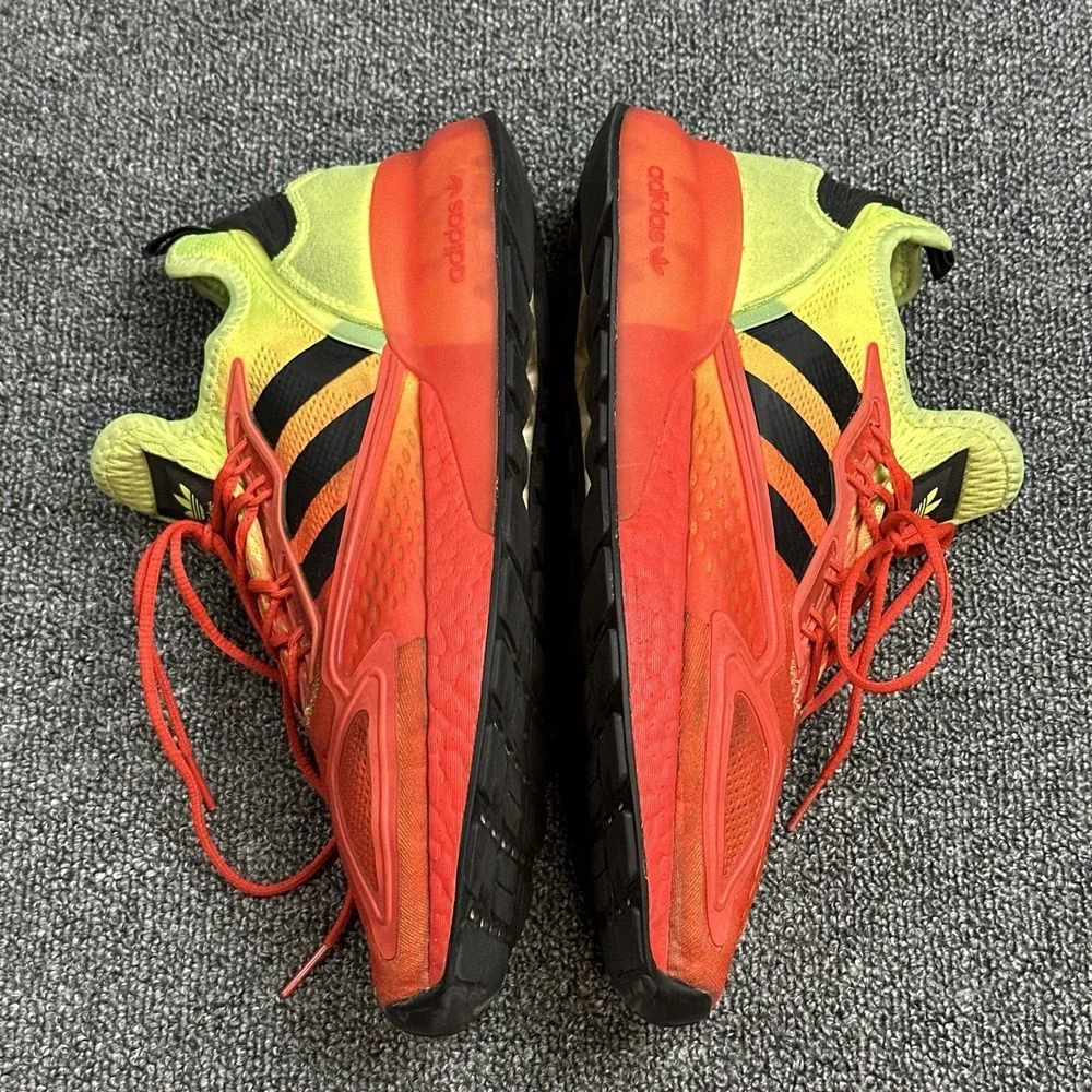 Adidas ZX 2K Boost Sneakers Mens Sz 8.5 Flux Solar Yellow/Hi-Res Red Shoes.